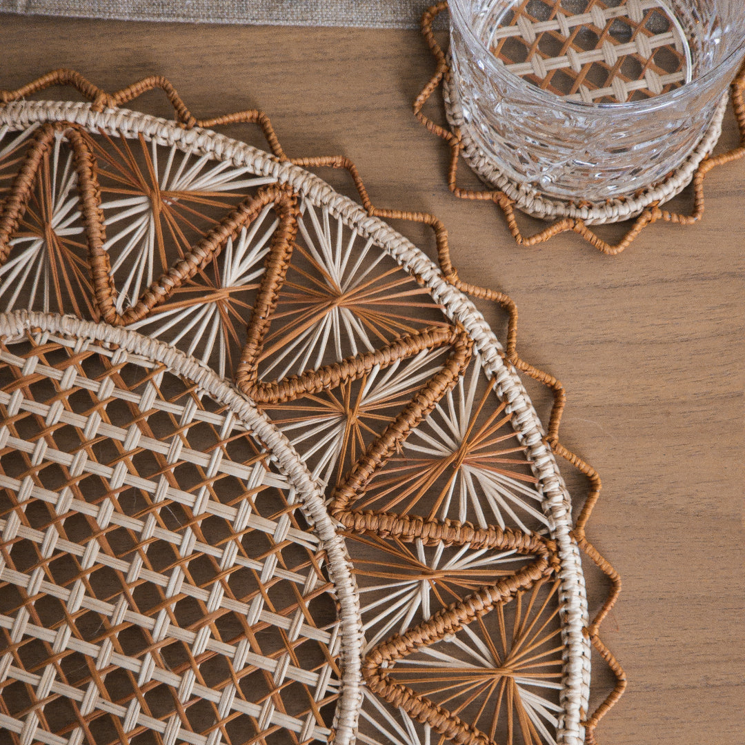 Fall Rattan Placemat and Coaster